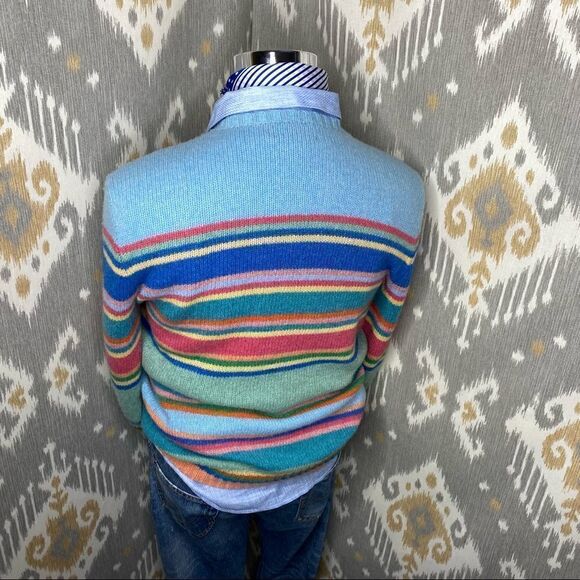 Polo Ralph Lauren Pastel Multi Stripe Merino Wool Angora Crewneck L/S Sweater - Picture 10 of 16